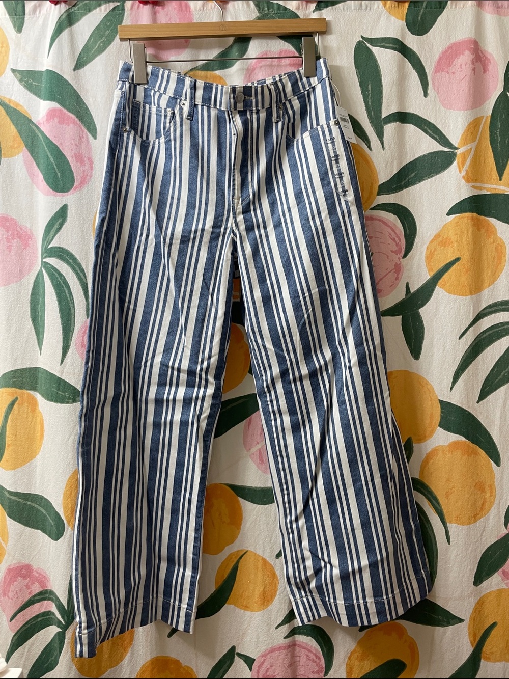NWT GAP Blue and White Vertical Stripe Wide-Leg Pants